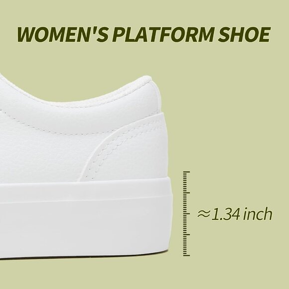 🆕 Women White PU Leather Platform Sneakers Tennis Comfortable Walking Shoes - Picture 2 of 6